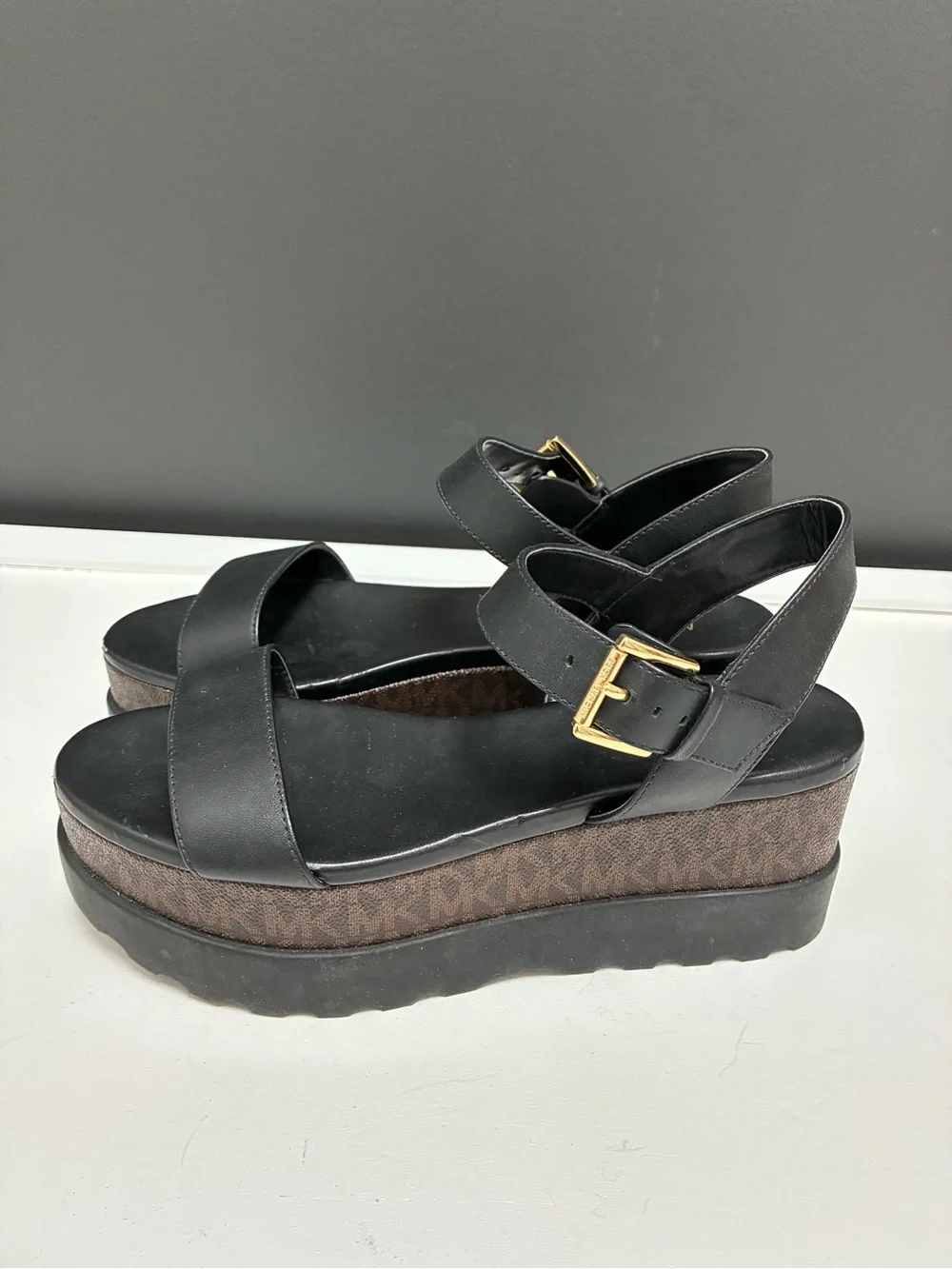 Michael Kors Black Platform Ankle-Strap Sandals